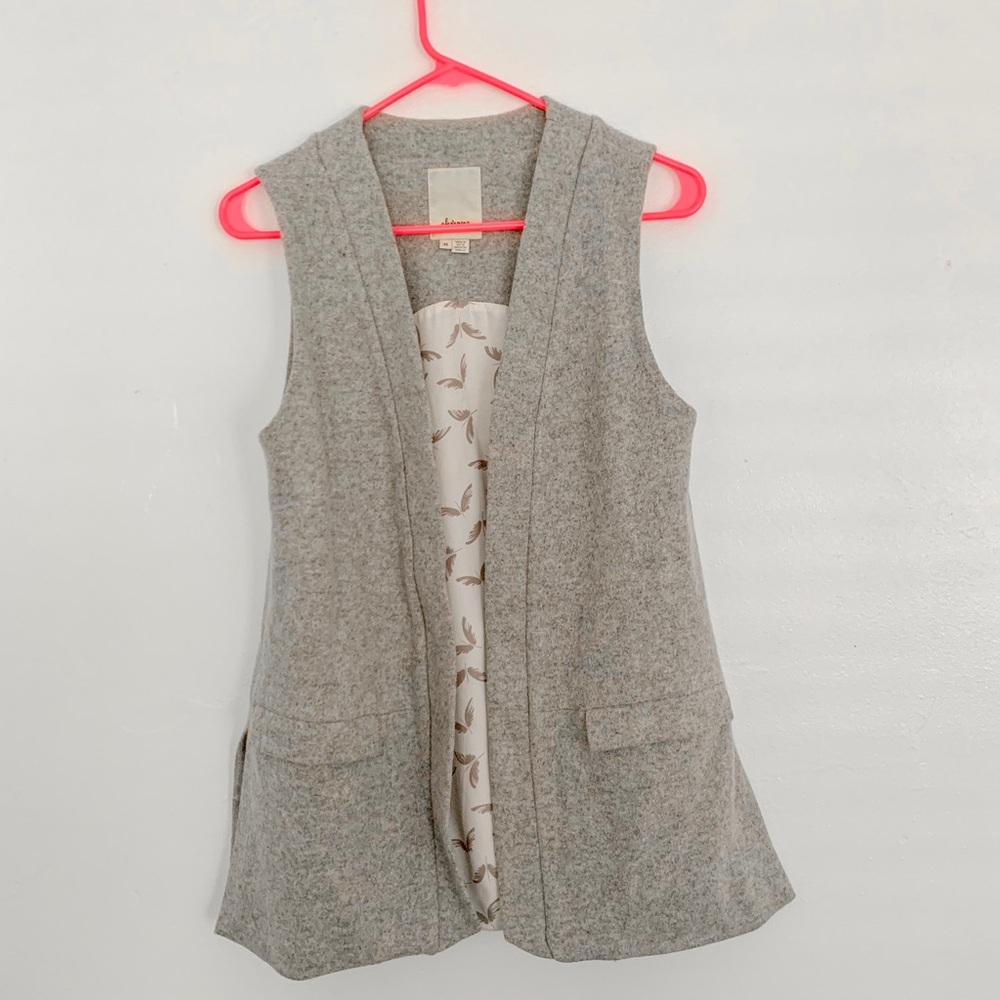 Anthropologie Long Wool Vest